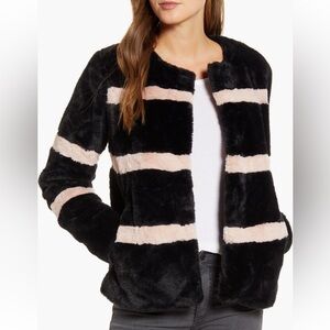 Rachel Parcell Stripe Faux Fur Coat